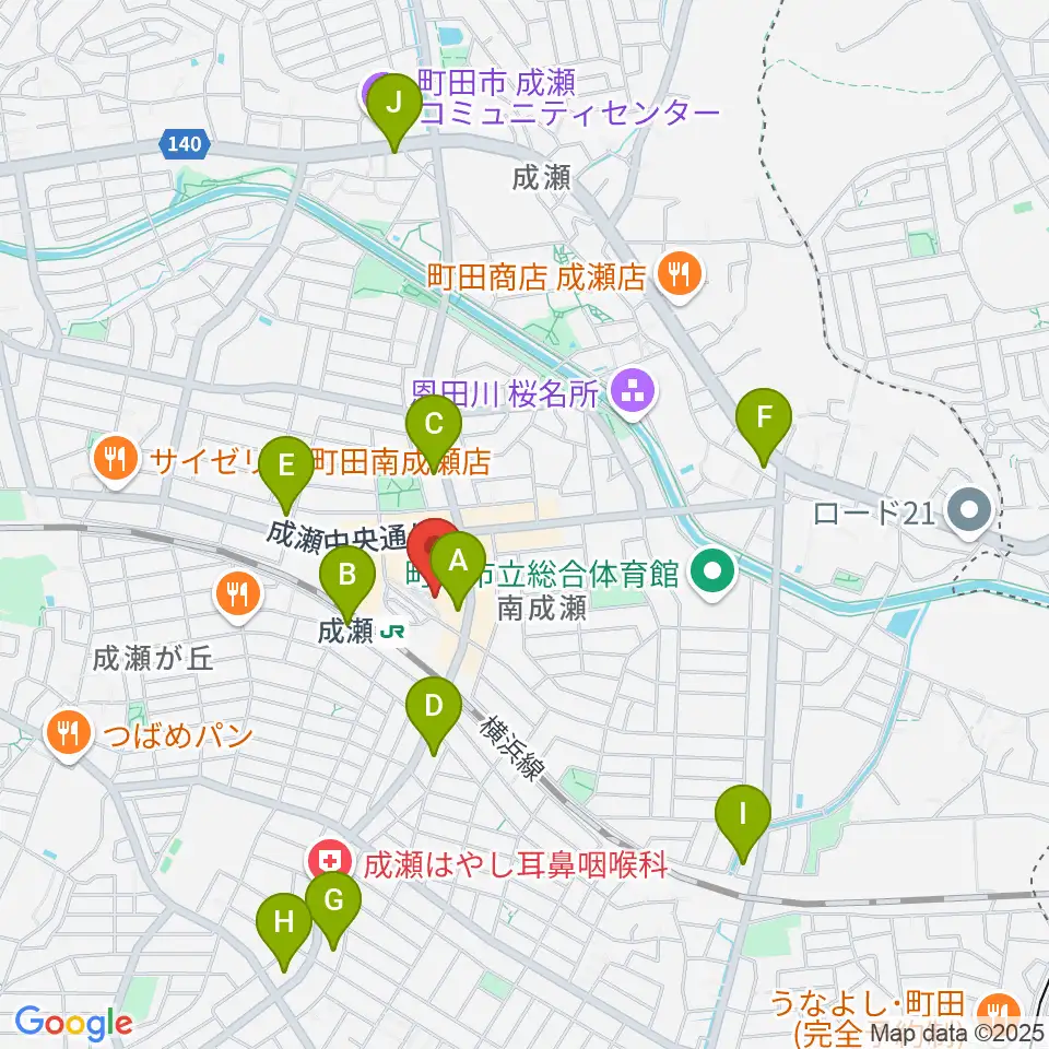 スタジオSOPIC 町田市JR成瀬駅前店周辺のコンビニエンスストア一覧地図