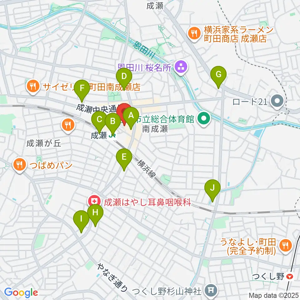 スタジオSOPIC 町田市JR成瀬駅前店周辺のコンビニエンスストア一覧地図