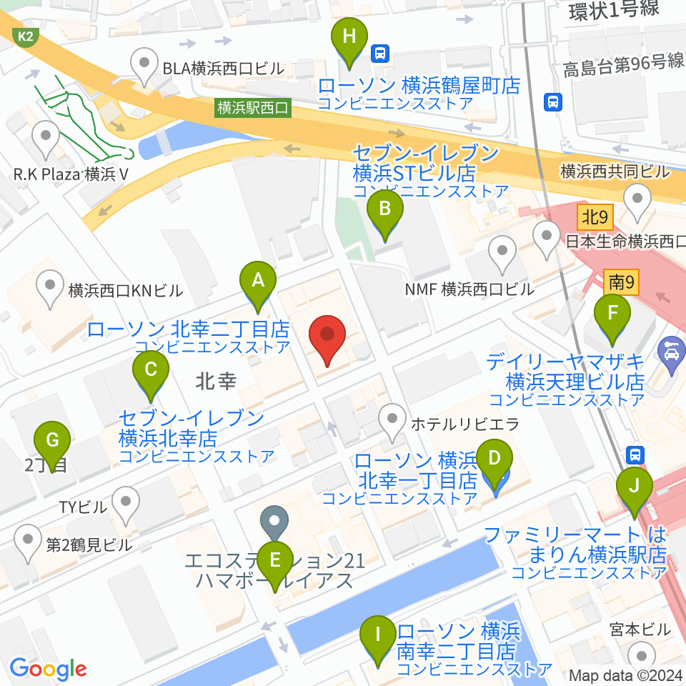 横浜センター ヤマハミュージック周辺のコンビニエンスストア一覧地図