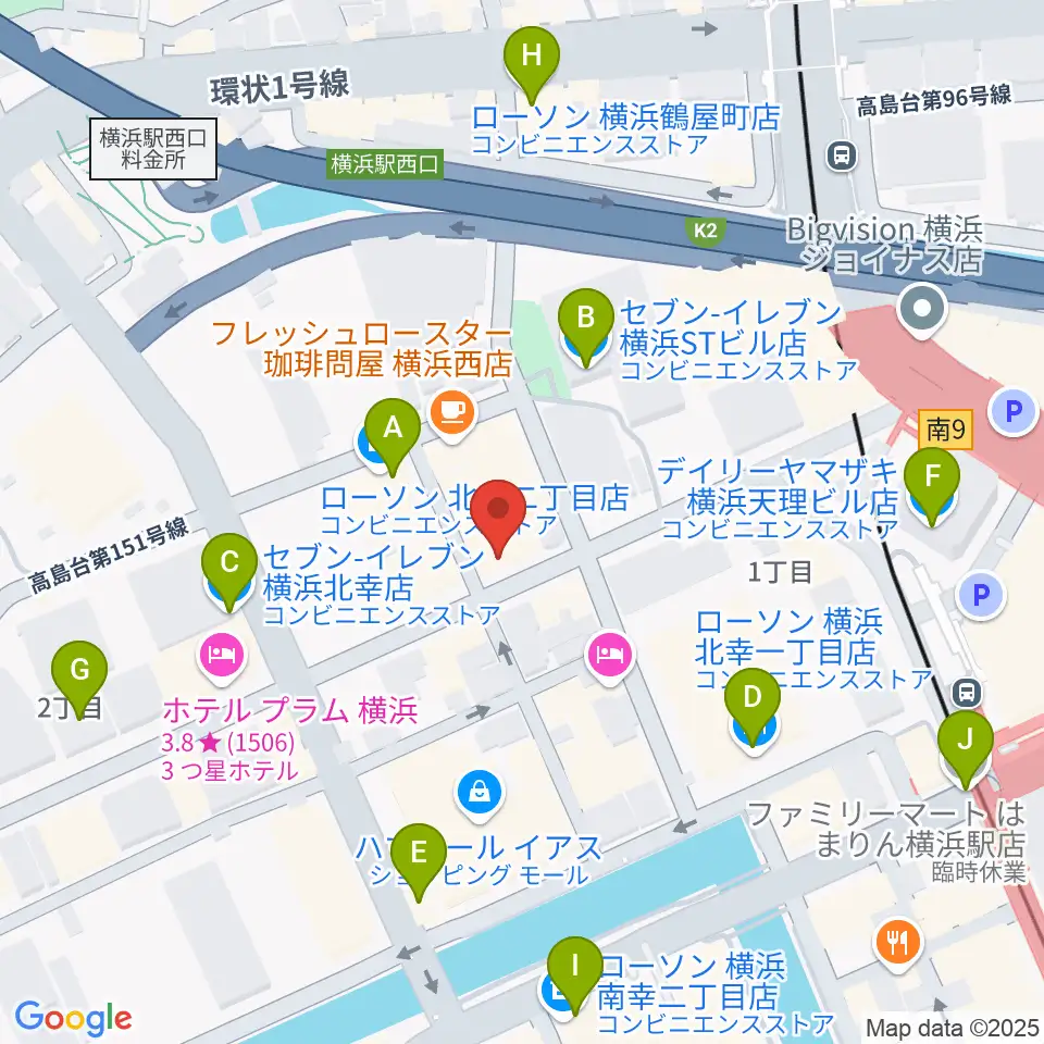横浜センター ヤマハミュージック周辺のコンビニエンスストア一覧地図