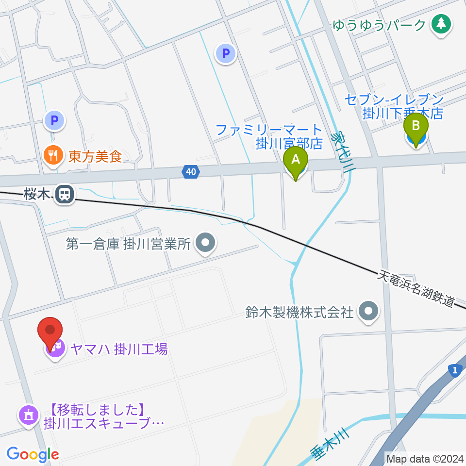 ヤマハピアノサービス掛川センター周辺のコンビニエンスストア一覧地図