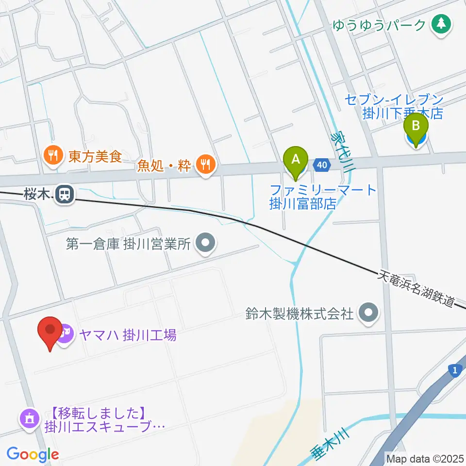 ヤマハピアノサービス掛川センター周辺のコンビニエンスストア一覧地図