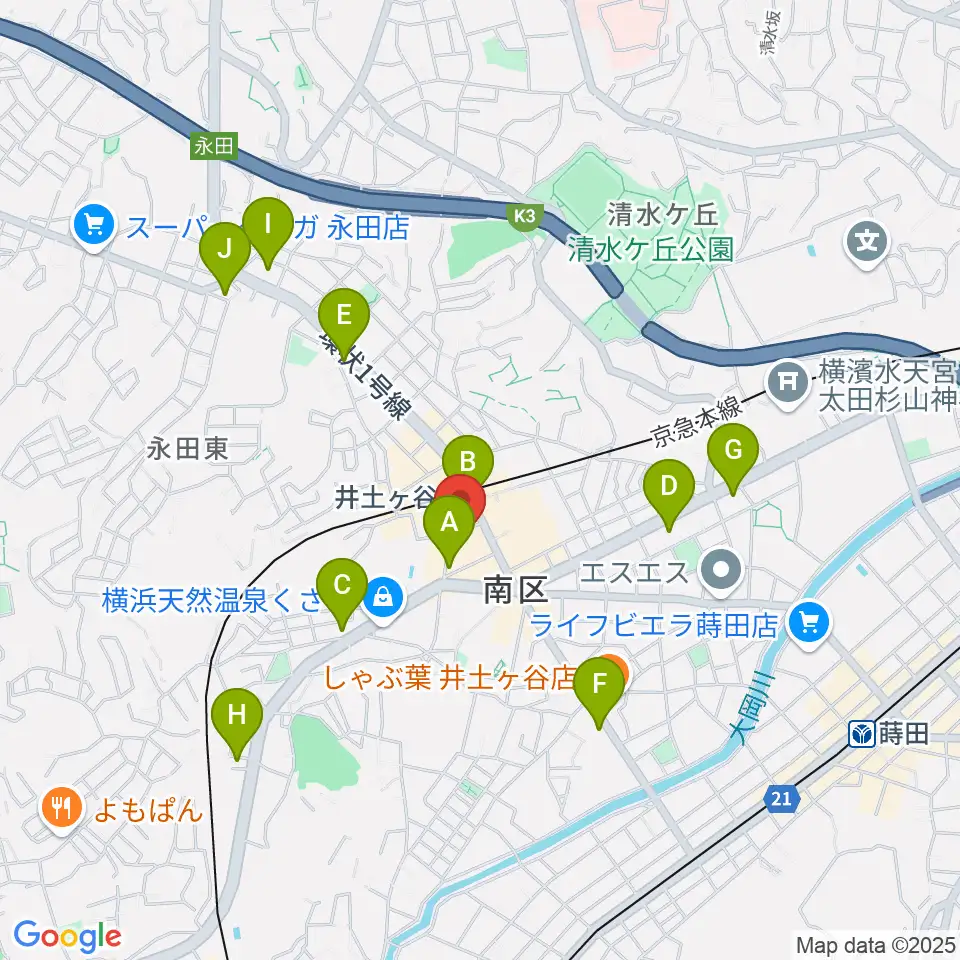 井土ヶ谷センター ヤマハミュージック周辺のコンビニエンスストア一覧地図