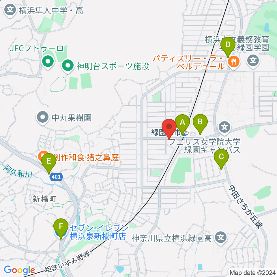 緑園都市センター ヤマハミュージック周辺のコンビニエンスストア一覧地図