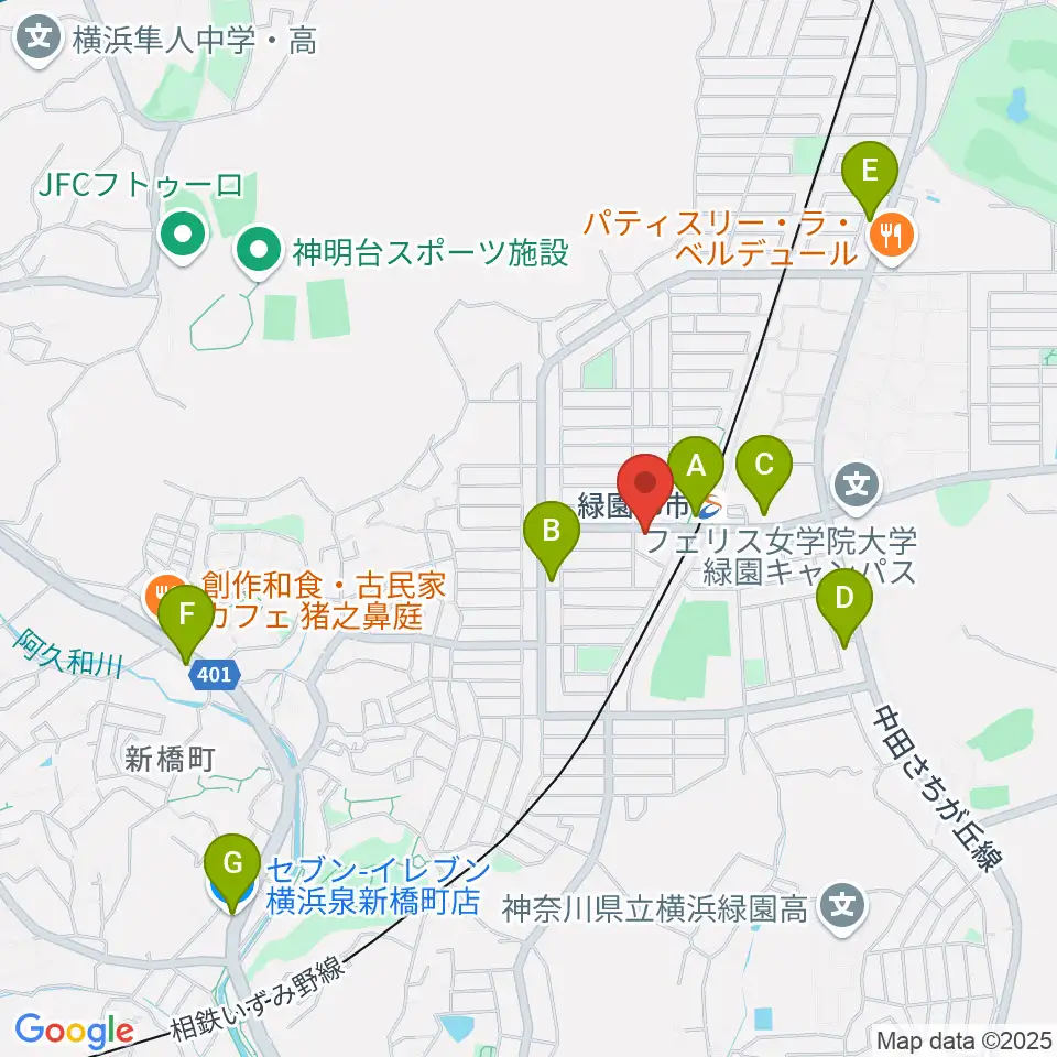 緑園都市センター ヤマハミュージック周辺のコンビニエンスストア一覧地図