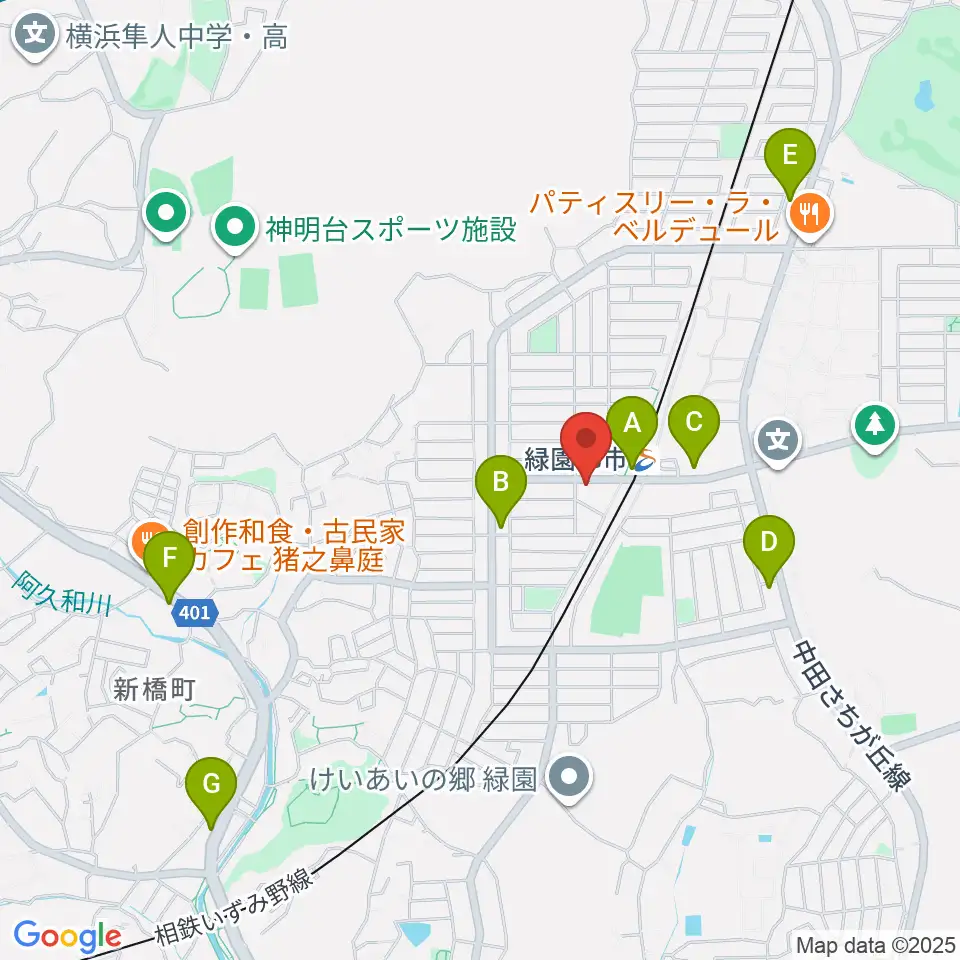 緑園都市センター ヤマハミュージック周辺のコンビニエンスストア一覧地図