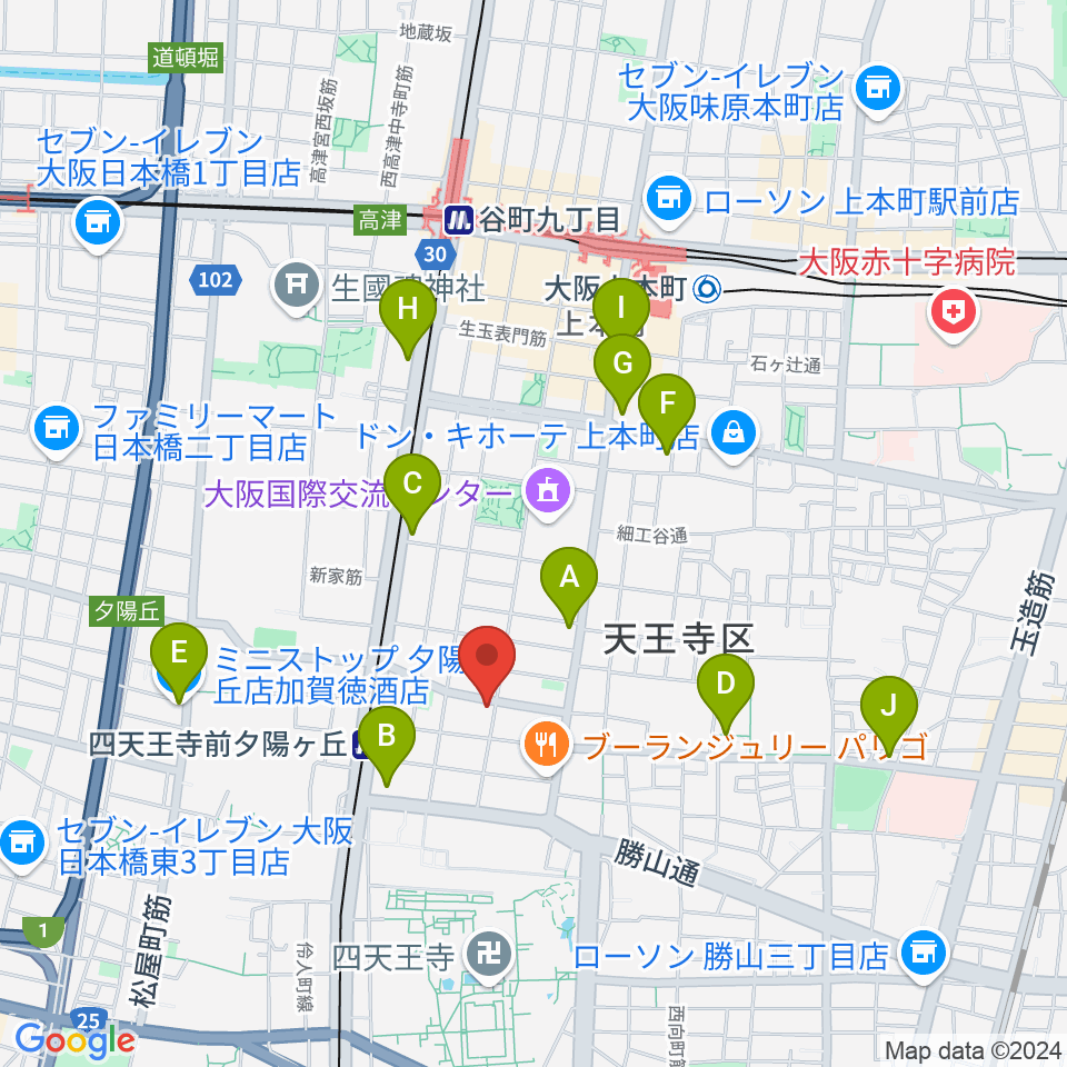 プライウッドスタジオ ドラム教室周辺のコンビニエンスストア一覧地図