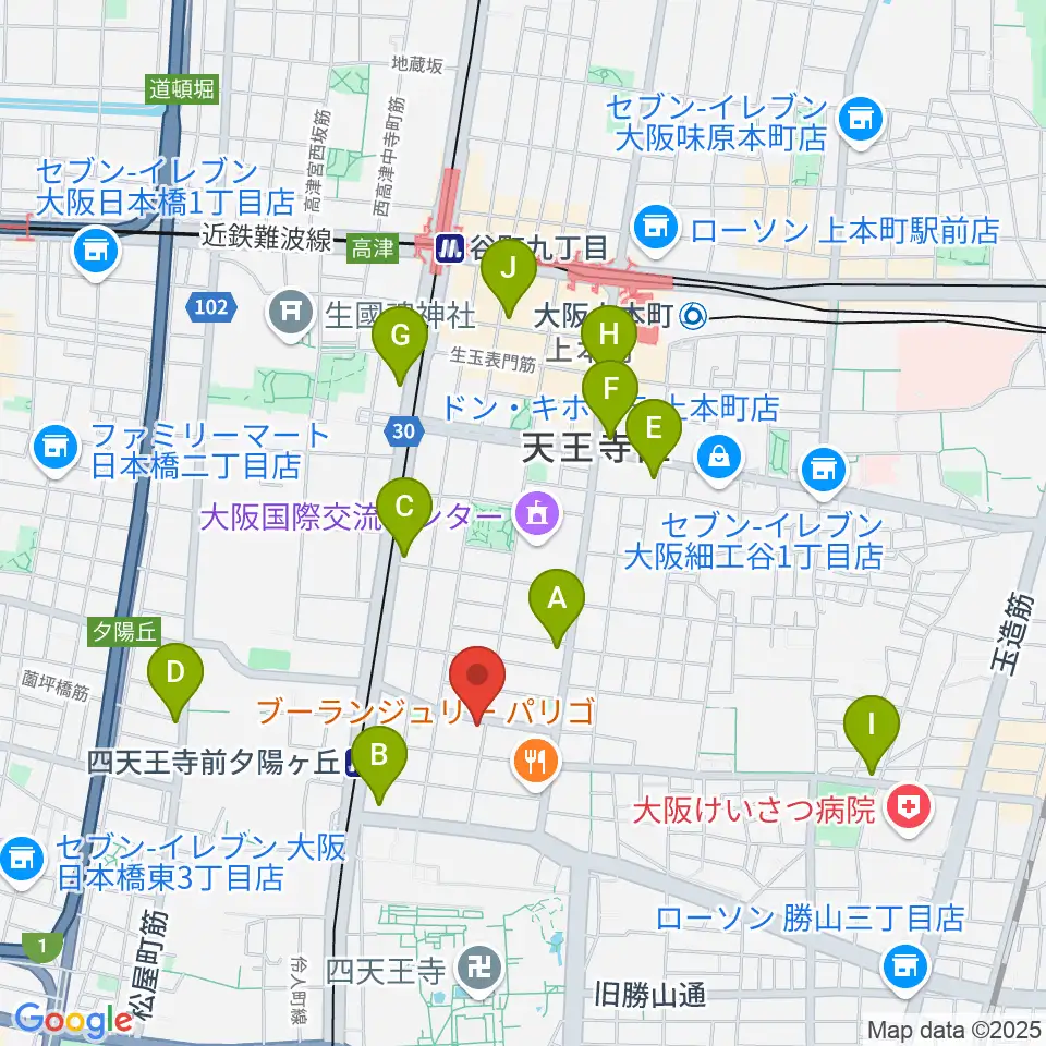 プライウッドスタジオ ドラム教室周辺のコンビニエンスストア一覧地図