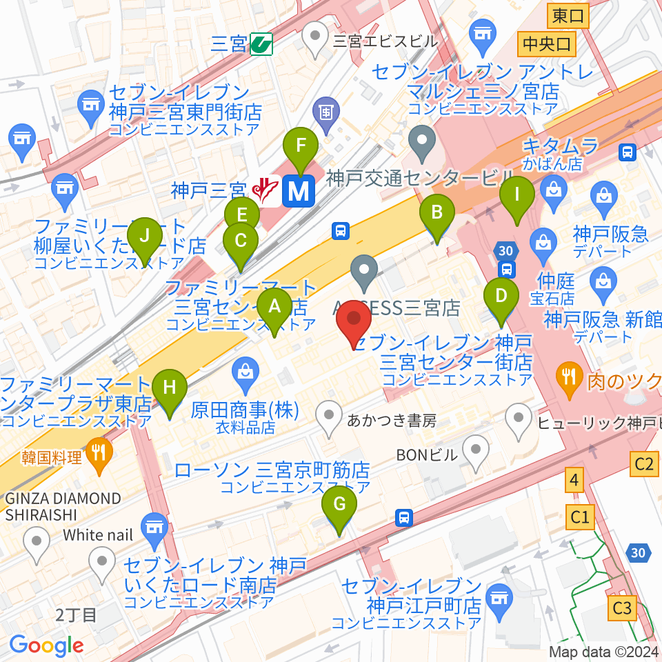 Qsic周辺のコンビニエンスストア一覧地図