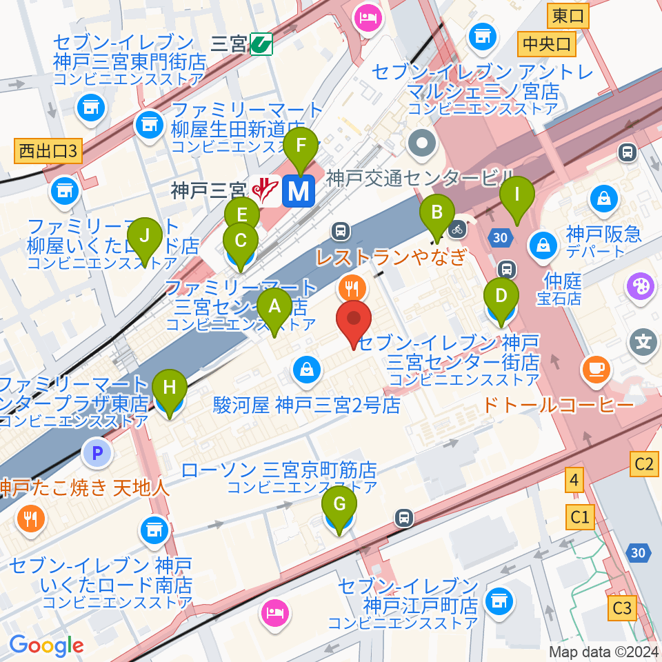 Qsic周辺のコンビニエンスストア一覧地図