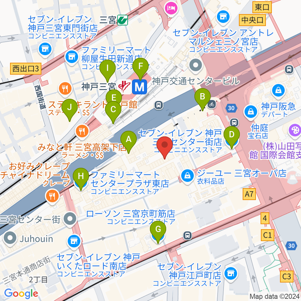 Qsic周辺のコンビニエンスストア一覧地図