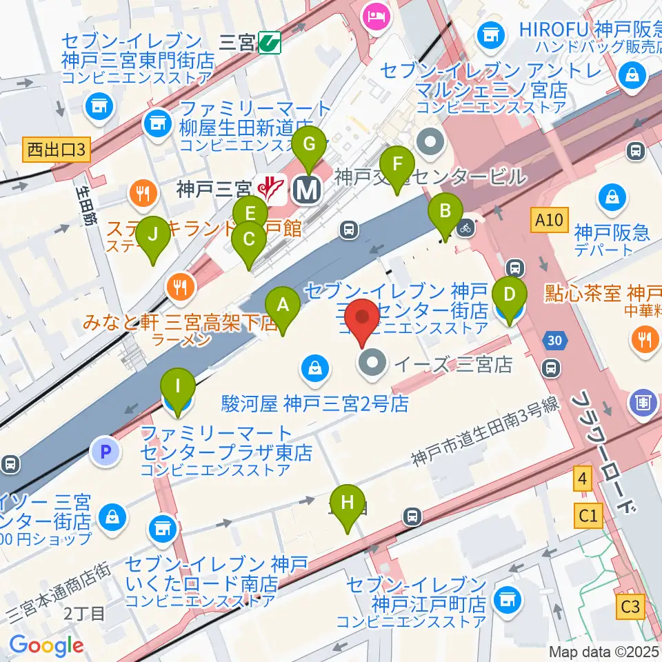 Qsic周辺のコンビニエンスストア一覧地図