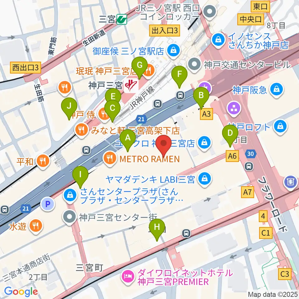 Qsic周辺のコンビニエンスストア一覧地図