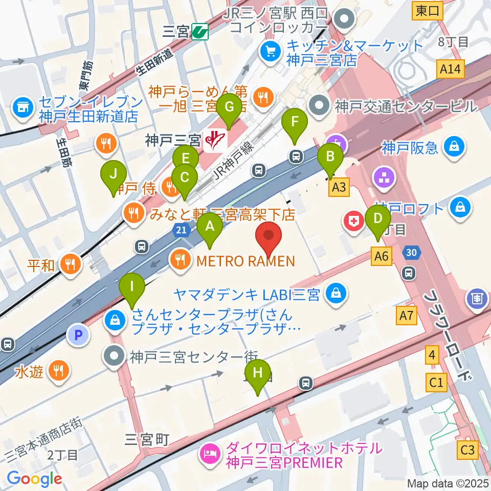 Qsic周辺のコンビニエンスストア一覧地図