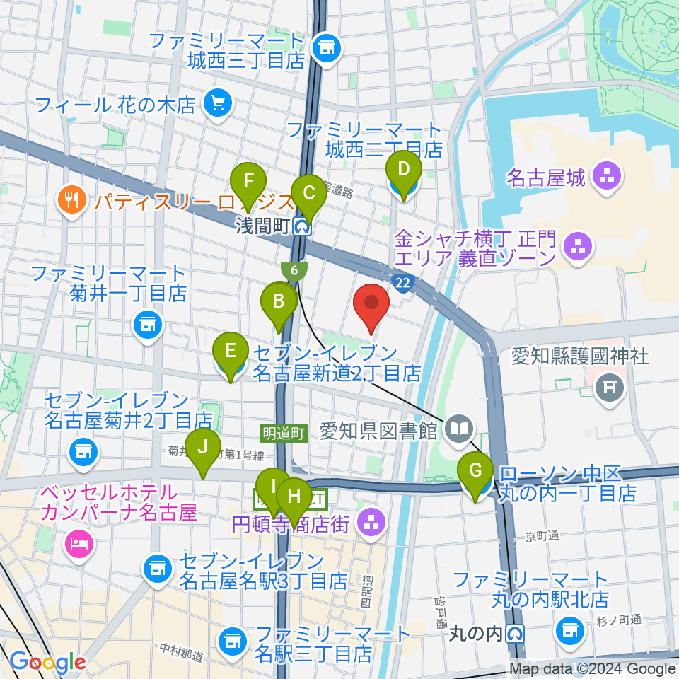 大正琴のナルダン楽器周辺のコンビニエンスストア一覧地図