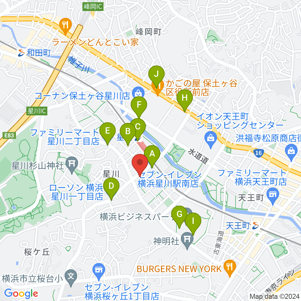 星川センター ヤマハミュージック周辺のコンビニエンスストア一覧地図