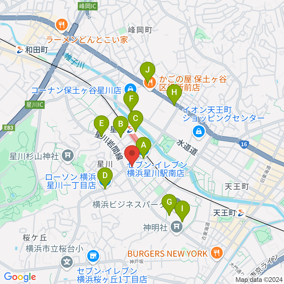 星川センター ヤマハミュージック周辺のコンビニエンスストア一覧地図