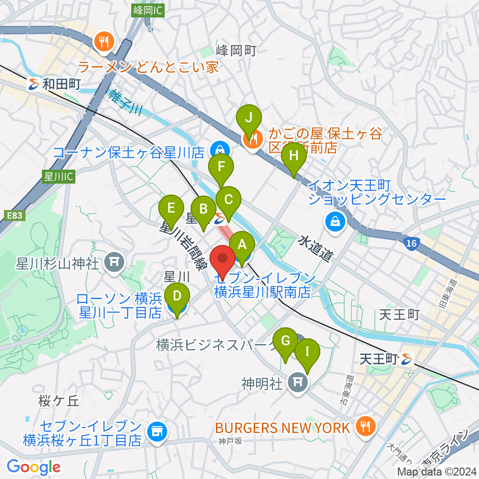 星川センター ヤマハミュージック周辺のコンビニエンスストア一覧地図