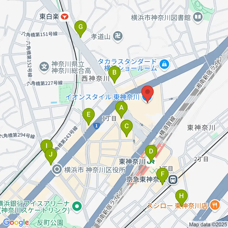 イオン東神奈川センター ヤマハミュージック周辺のコンビニエンスストア一覧地図