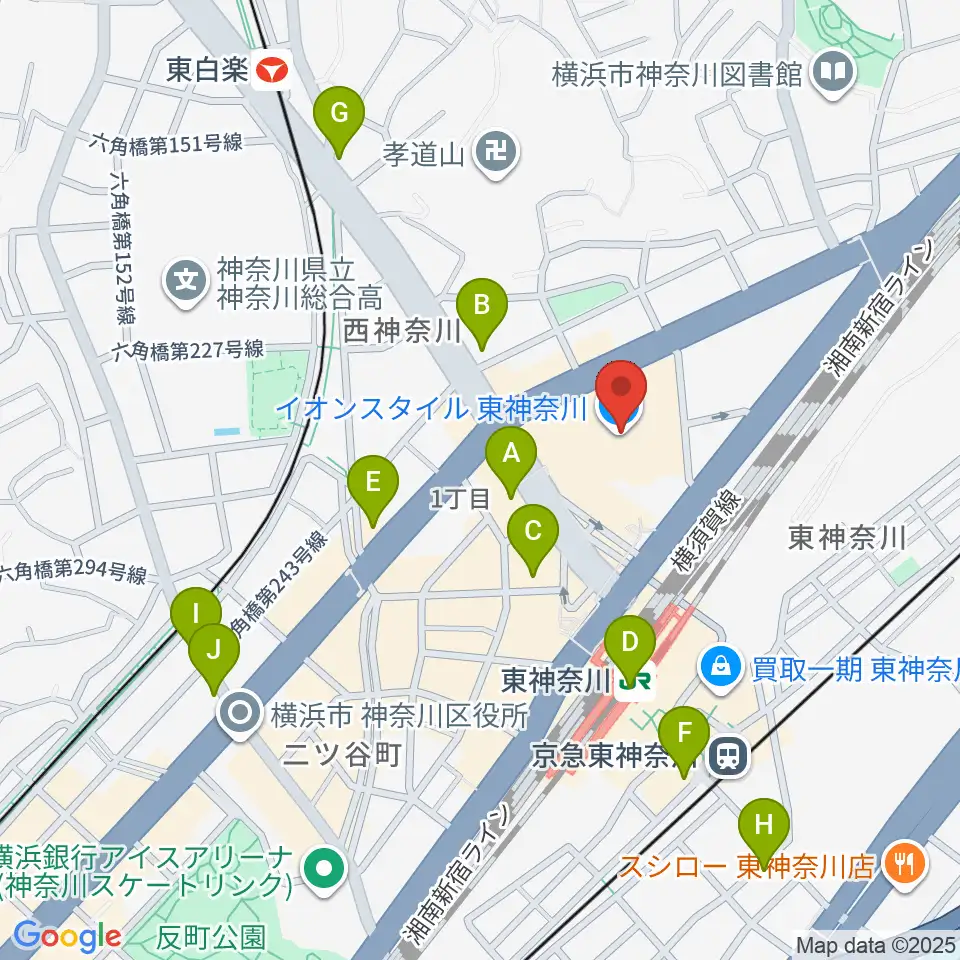 イオン東神奈川センター ヤマハミュージック周辺のコンビニエンスストア一覧地図