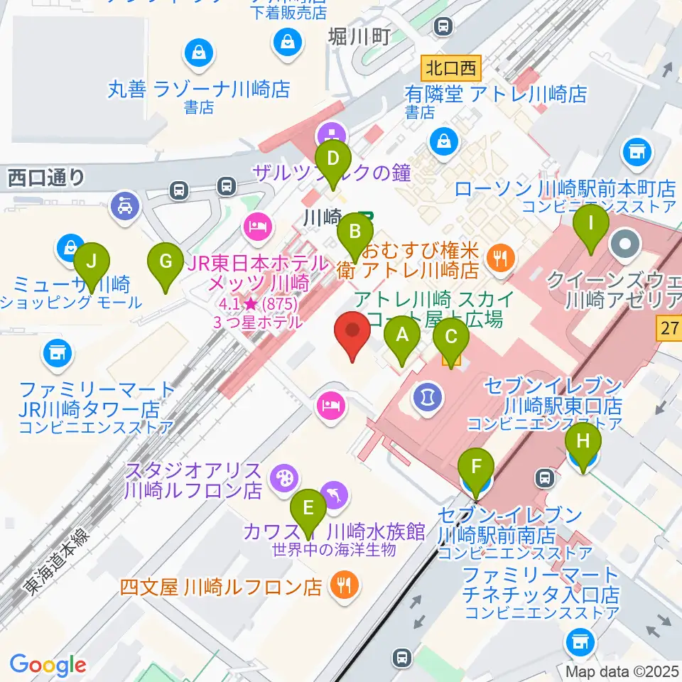 ユニスタイル川崎 ヤマハミュージック周辺のコンビニエンスストア一覧地図