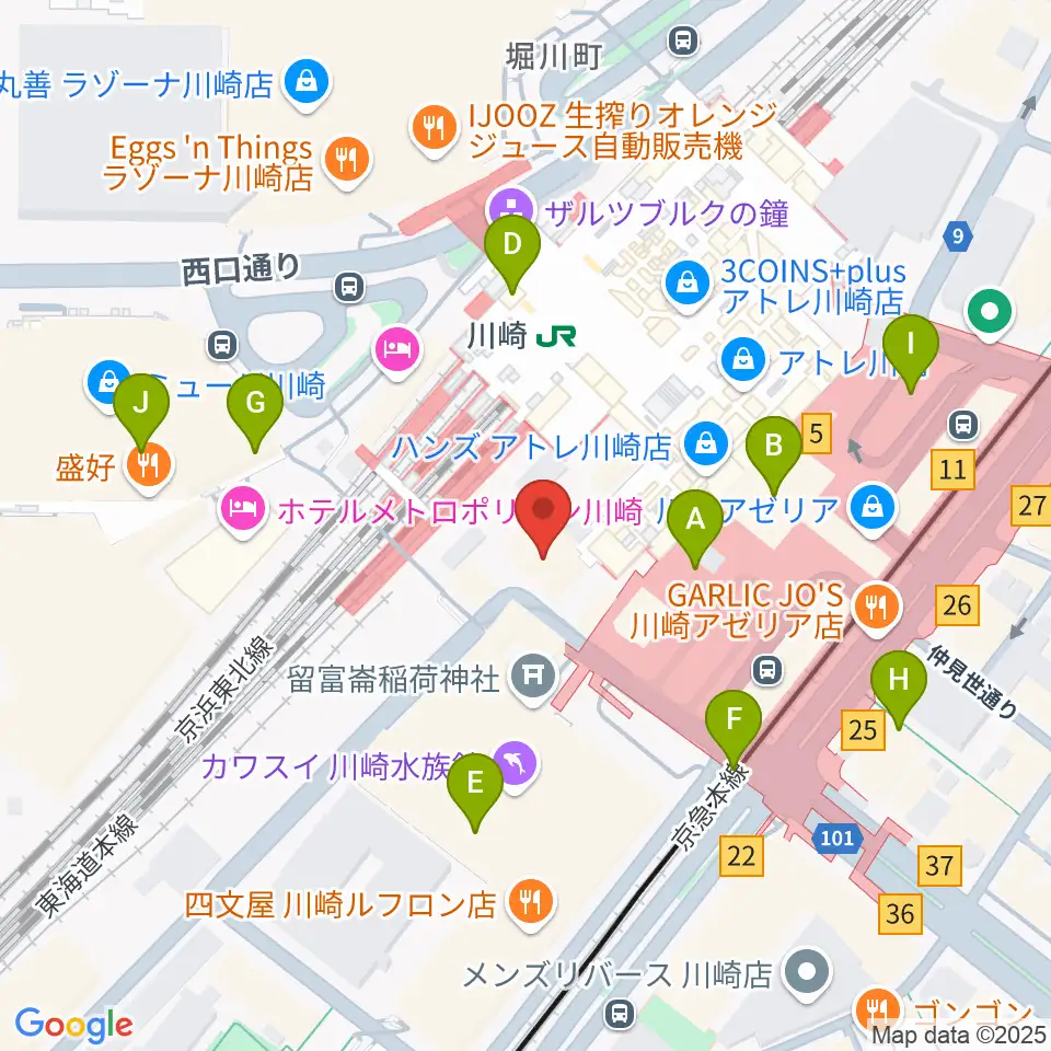 ユニスタイル川崎 ヤマハミュージック周辺のコンビニエンスストア一覧地図