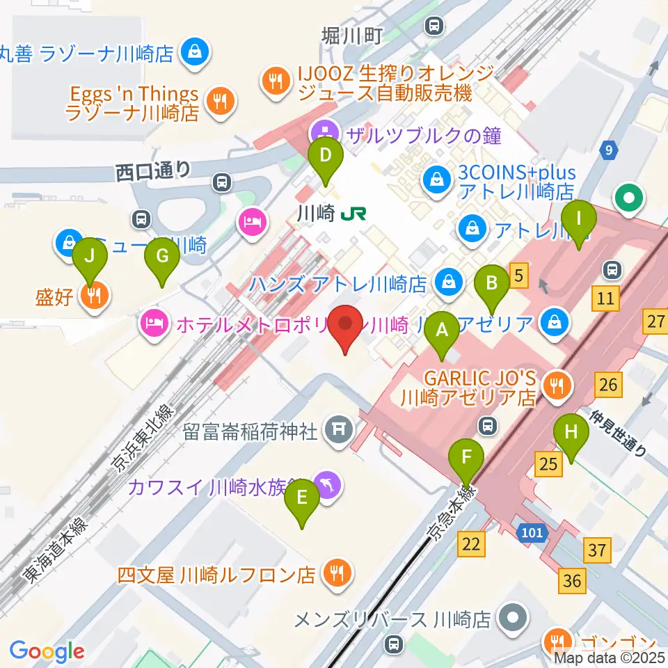ユニスタイル川崎 ヤマハミュージック周辺のコンビニエンスストア一覧地図