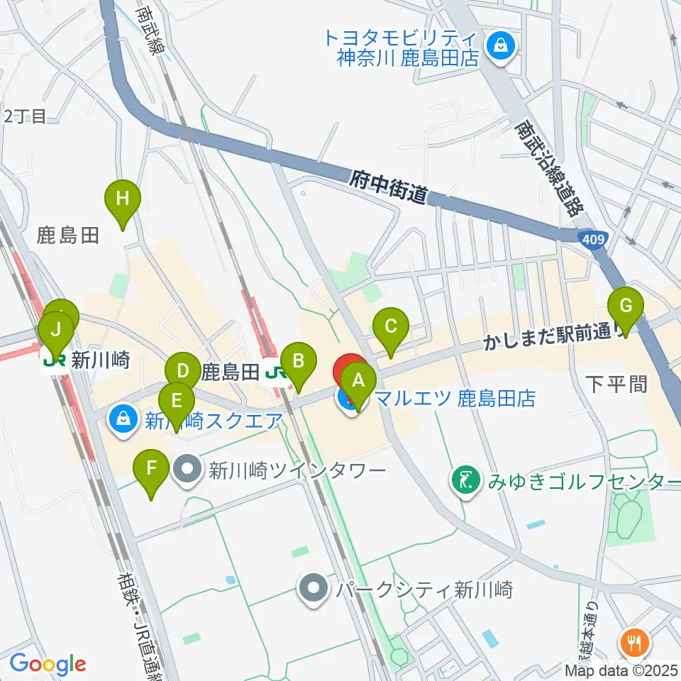 ミュージックスクール新川崎 ヤマハミュージック周辺のコンビニエンスストア一覧地図