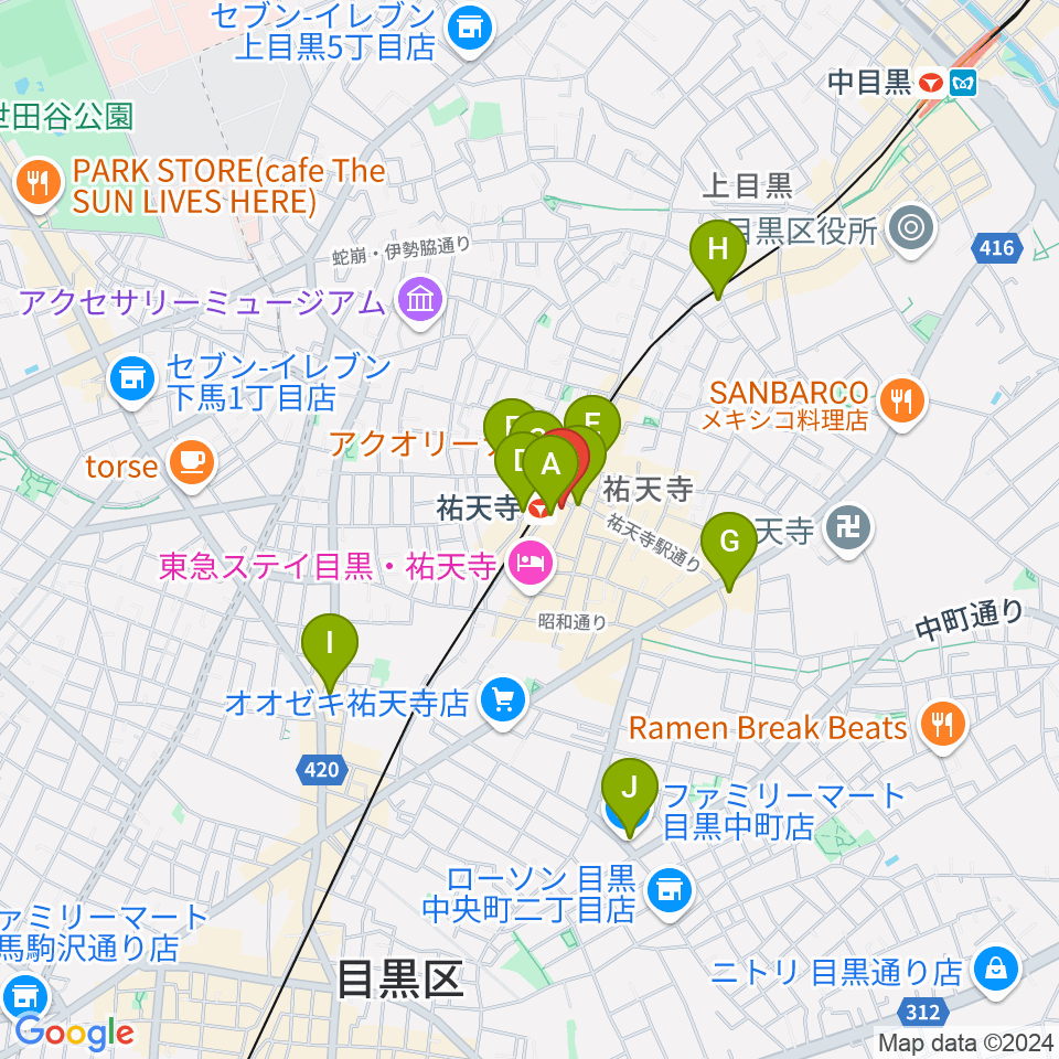 ポエポエ東京周辺のコンビニエンスストア一覧地図