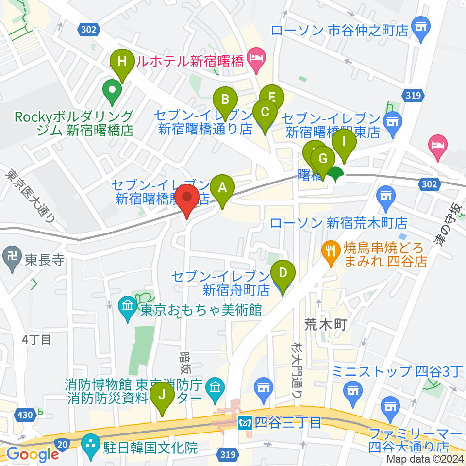 G'Seven Guitars周辺のコンビニエンスストア一覧地図