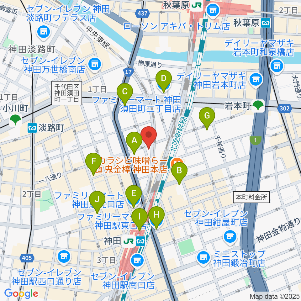 ストラト・クレイジー周辺のコンビニエンスストア一覧地図