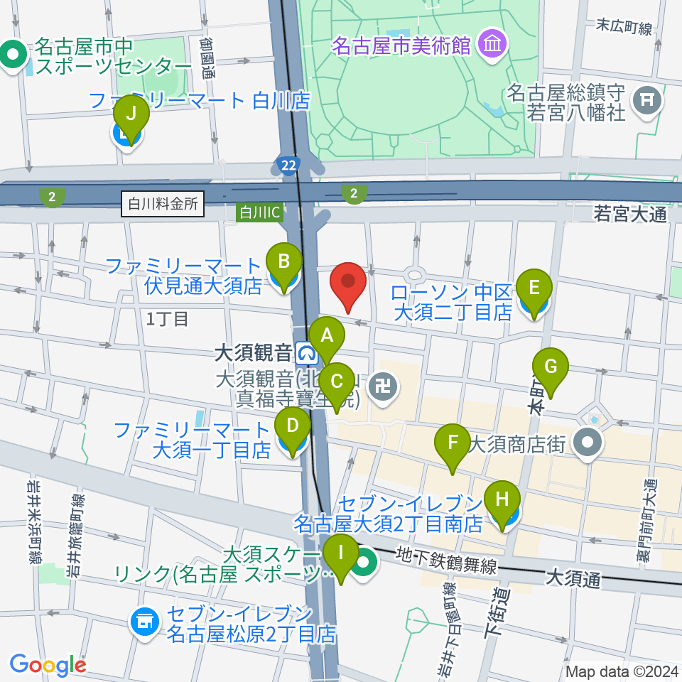 ギター＆ベーステックGRACIAS周辺のコンビニエンスストア一覧地図