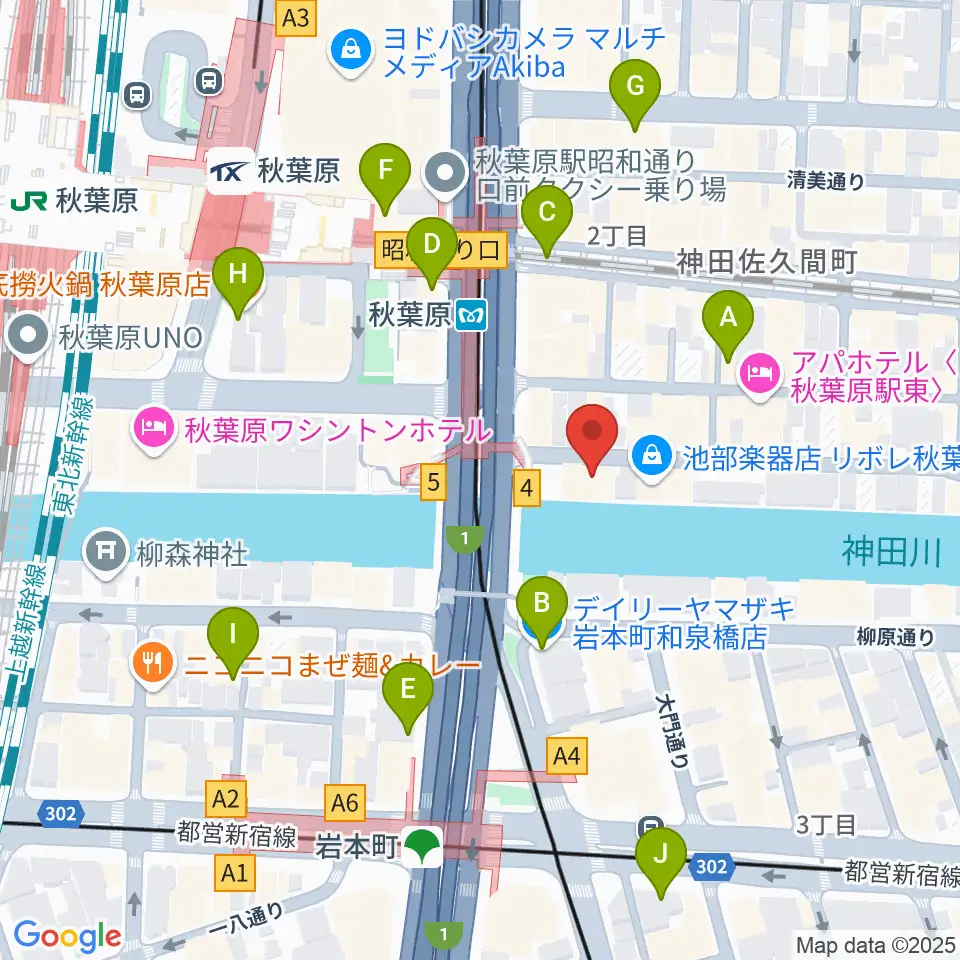 ドラムステーション・リボレ秋葉原周辺のコンビニエンスストア一覧地図