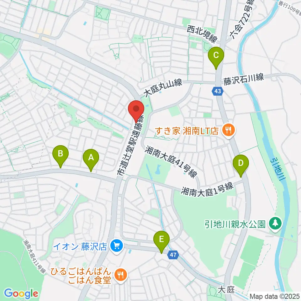 湘南ライフタウンセンター ヤマハミュージック周辺のコンビニエンスストア一覧地図