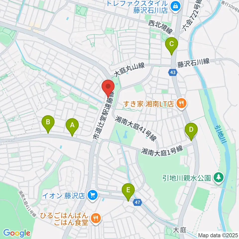 湘南ライフタウンセンター ヤマハミュージック周辺のコンビニエンスストア一覧地図