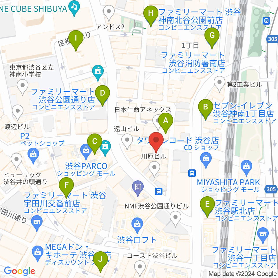 ESP渋谷クラフトハウス周辺のコンビニエンスストア一覧地図