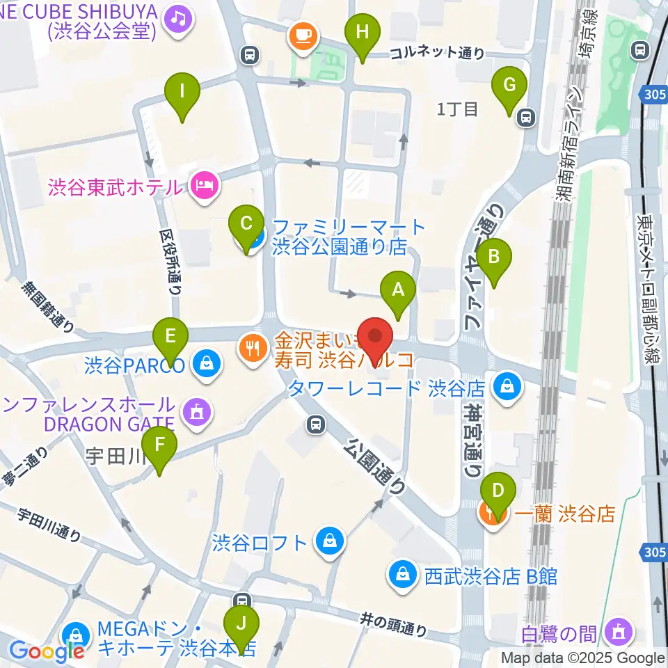 ESP渋谷クラフトハウス周辺のコンビニエンスストア一覧地図