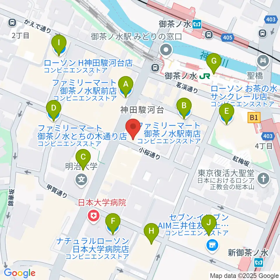 ESPギターワークショップ周辺のコンビニエンスストア一覧地図