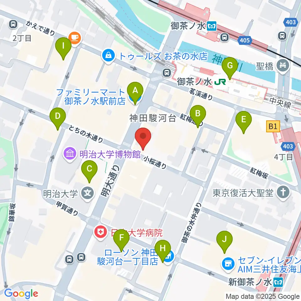 ESPギターワークショップ周辺のコンビニエンスストア一覧地図