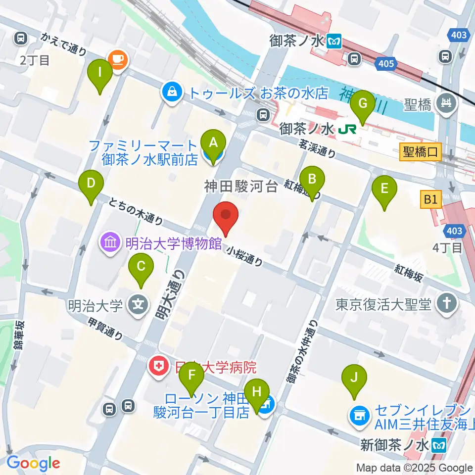 ESPギターワークショップ周辺のコンビニエンスストア一覧地図