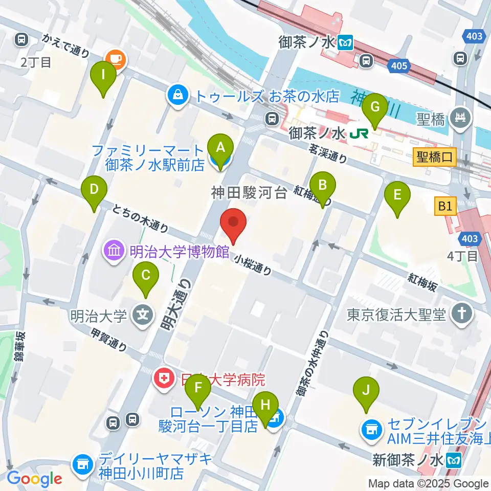 ESPギターワークショップ周辺のコンビニエンスストア一覧地図