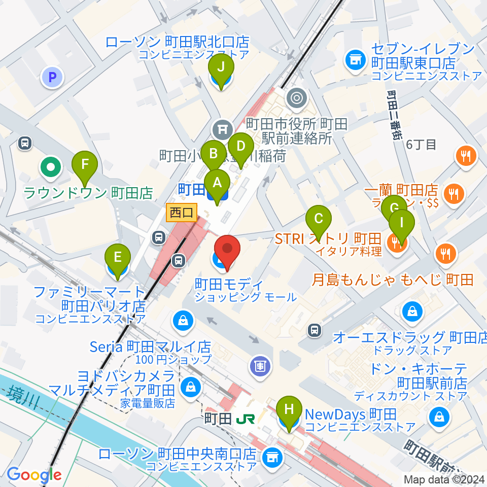 クロサワ楽器町田店周辺のコンビニエンスストア一覧地図