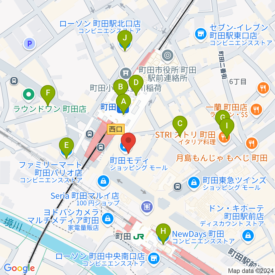 クロサワ楽器町田店周辺のコンビニエンスストア一覧地図