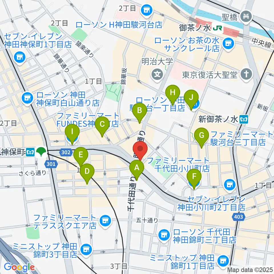 クロサワ楽器 G-CLUB TOKYO周辺のコンビニエンスストア一覧地図