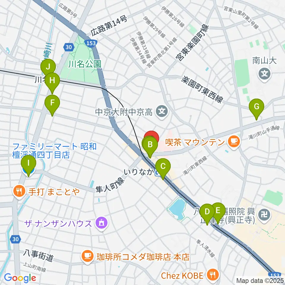 みどり楽器・名古屋周辺のコンビニエンスストア一覧地図