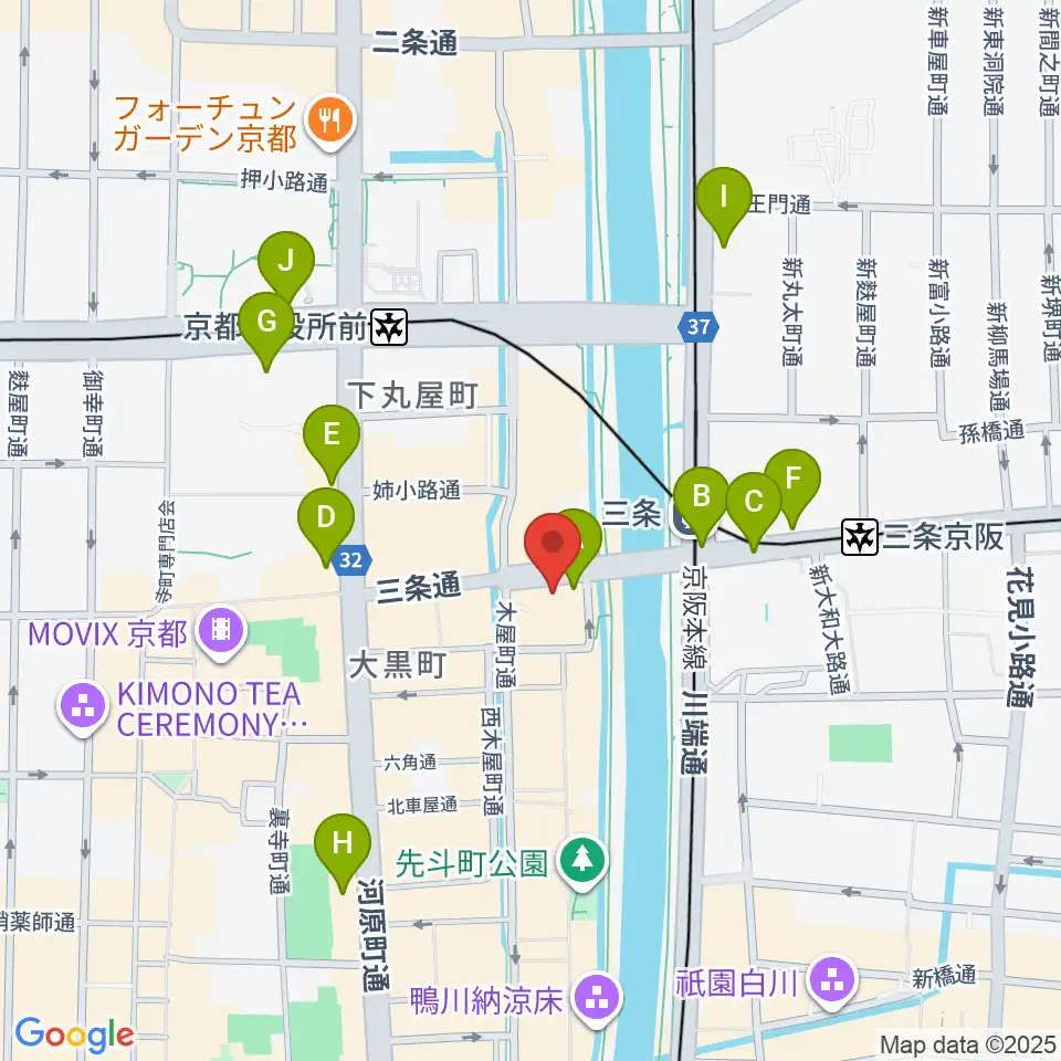 三条音楽院周辺のコンビニエンスストア一覧地図