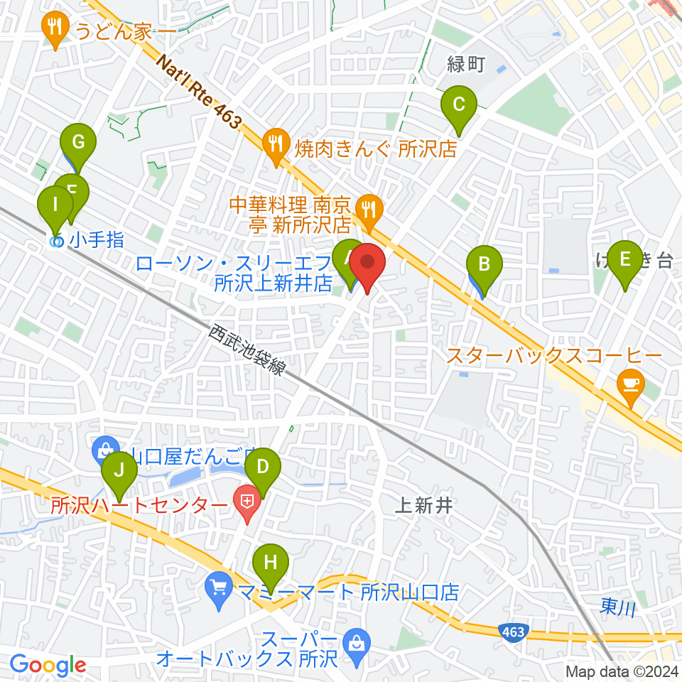 ユニスタイル小手指 ヤマハミュージック周辺のコンビニエンスストア一覧地図