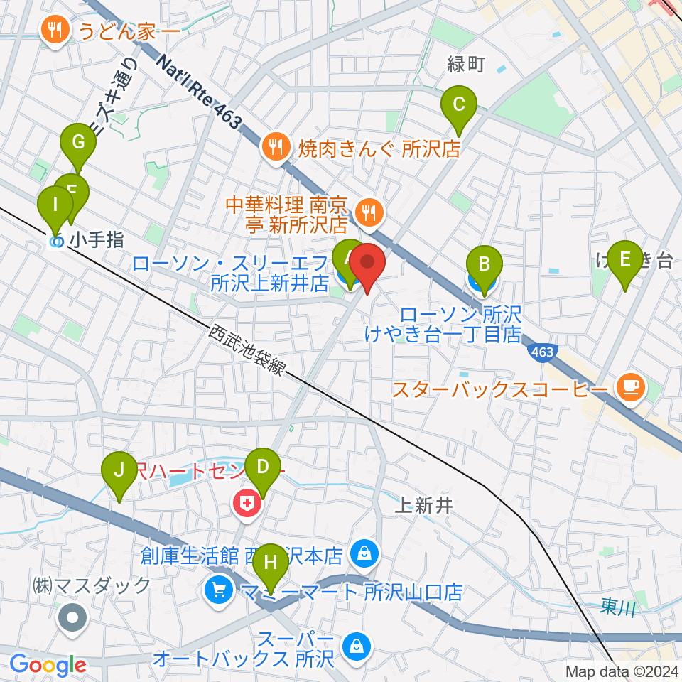 ユニスタイル小手指 ヤマハミュージック周辺のコンビニエンスストア一覧地図