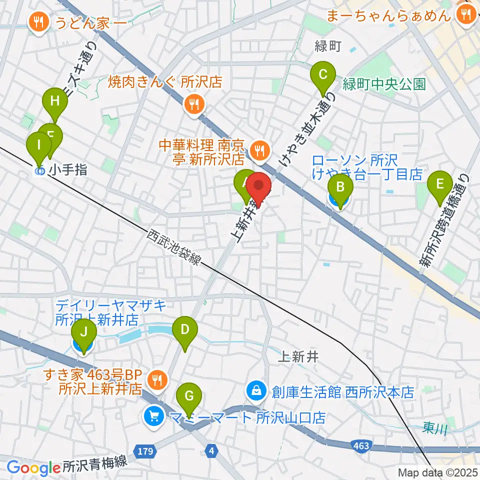 ユニスタイル小手指 ヤマハミュージック周辺のコンビニエンスストア一覧地図