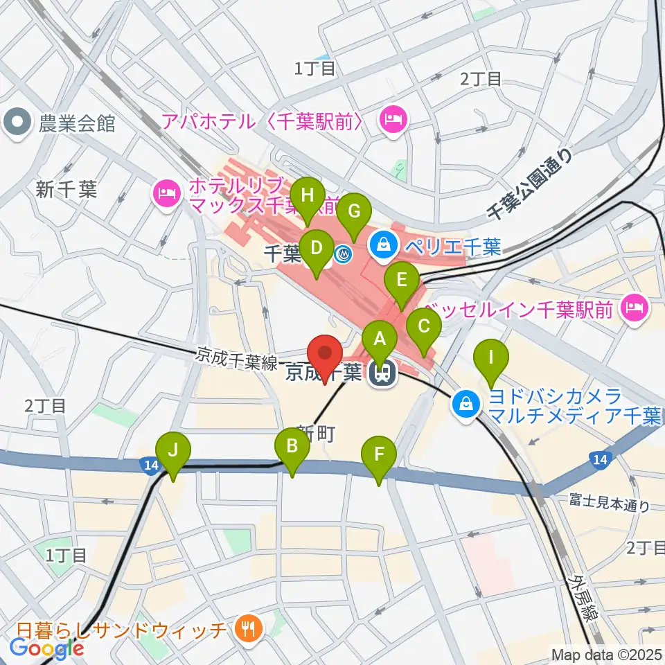 ミュージックアベニュー千葉ヤマハミュージック周辺のコンビニエンスストア一覧地図